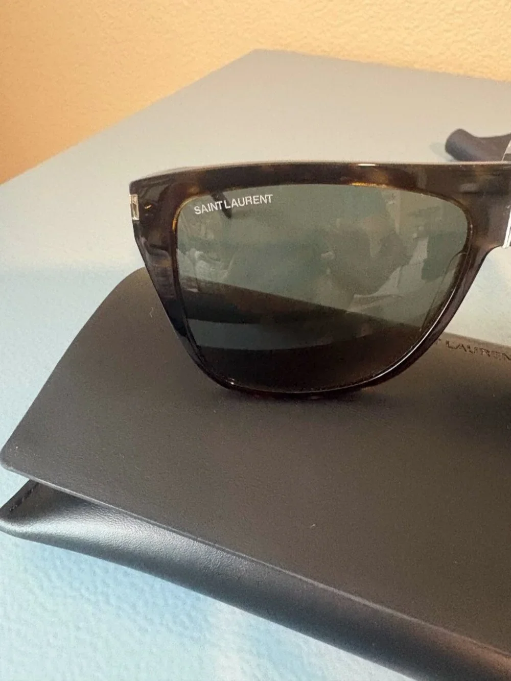 Saint Laurent SL 1 Slim 002 Sunglasses-Color: Havana/Grey, NWT and Case